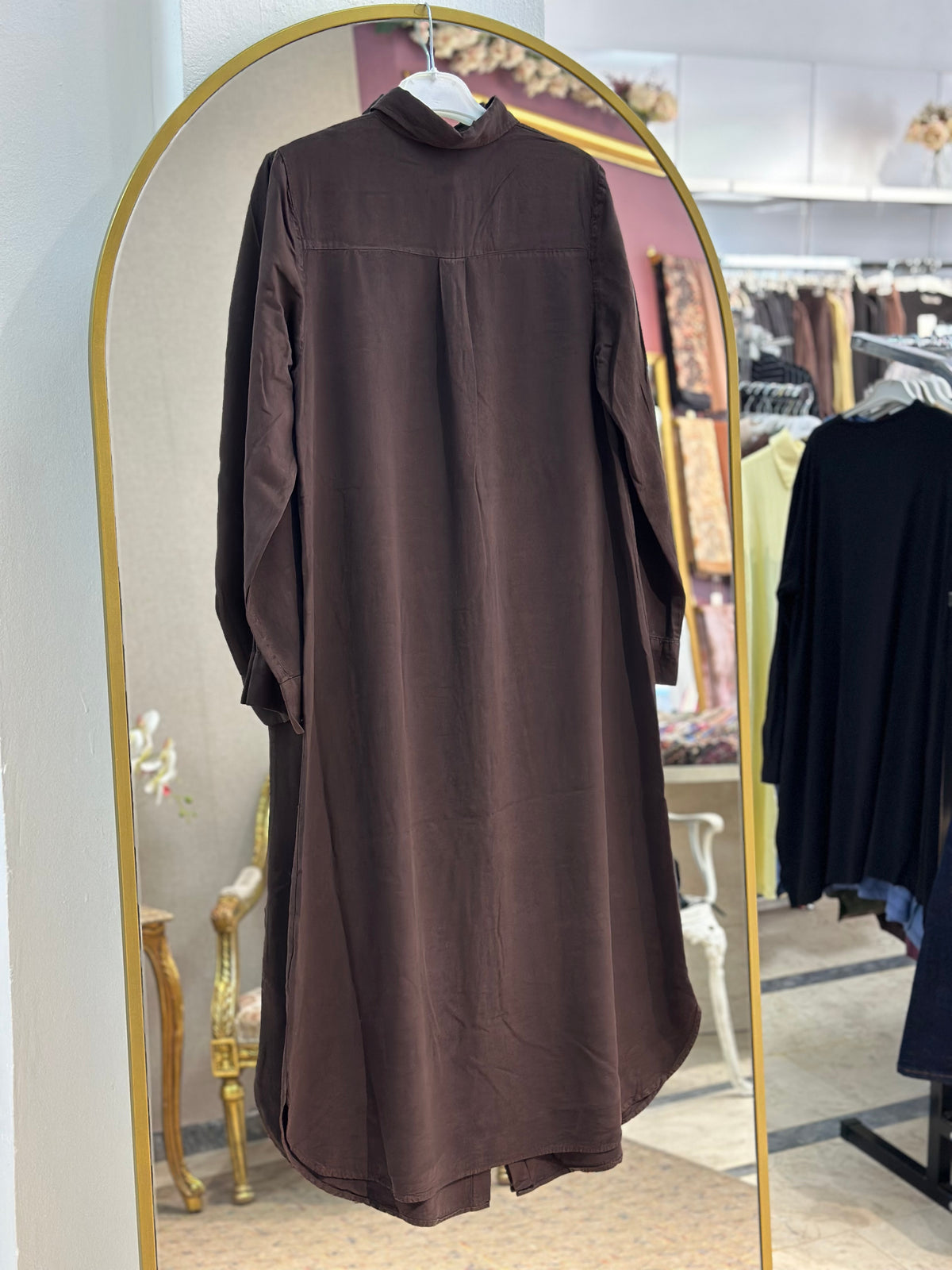 Yakalı tencel tunik