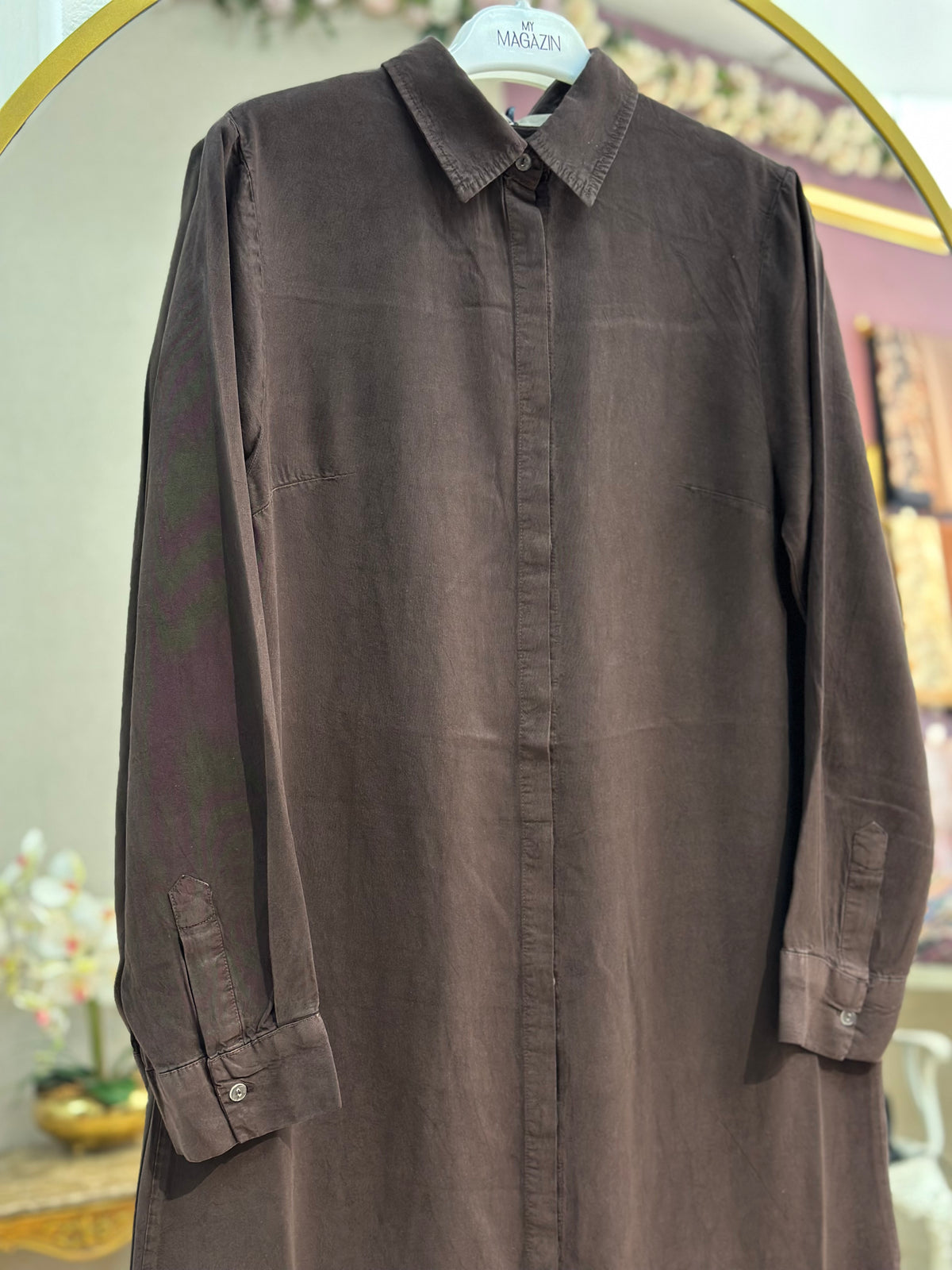 Yakalı tencel tunik