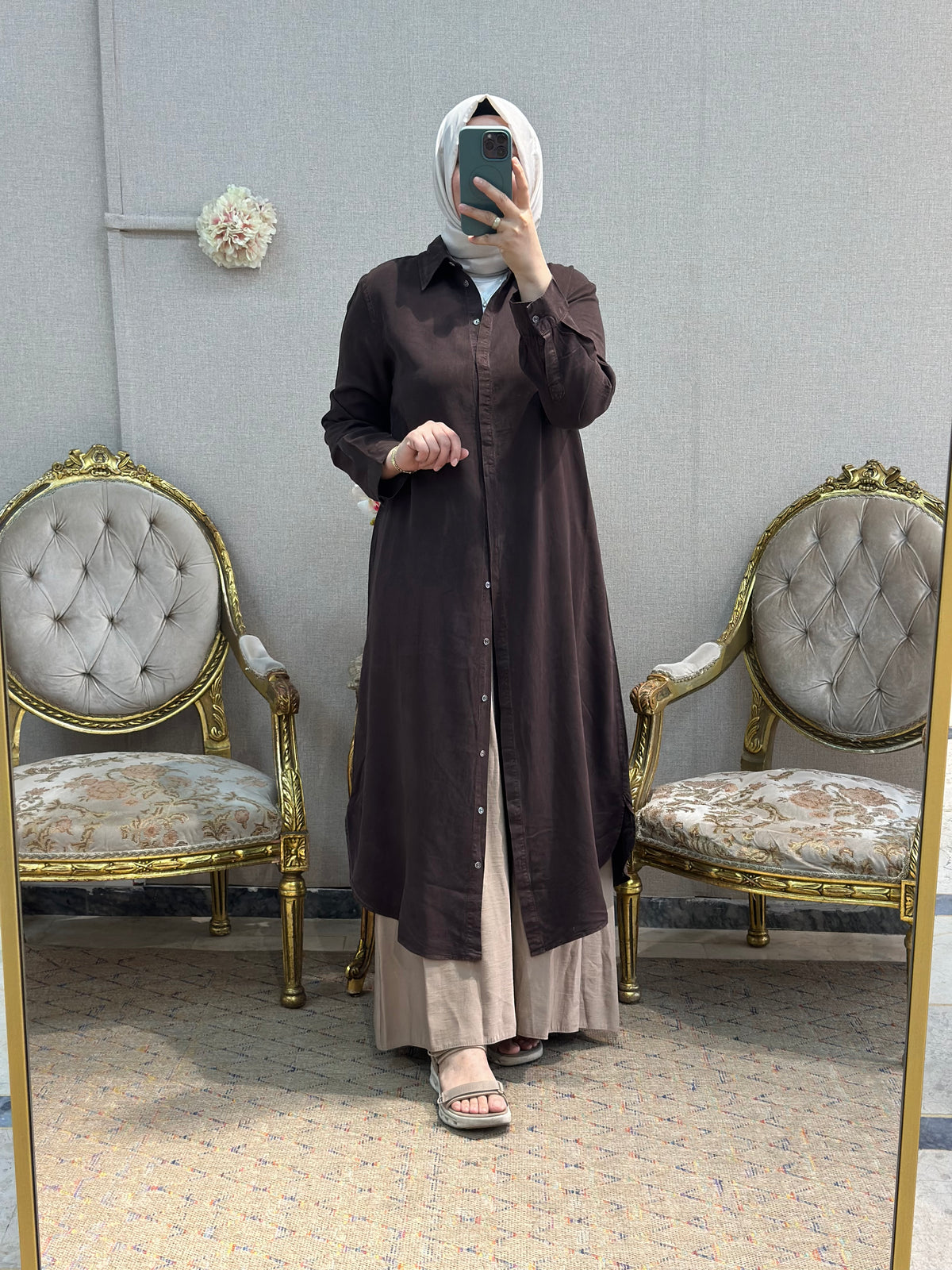 Yakalı tencel tunik