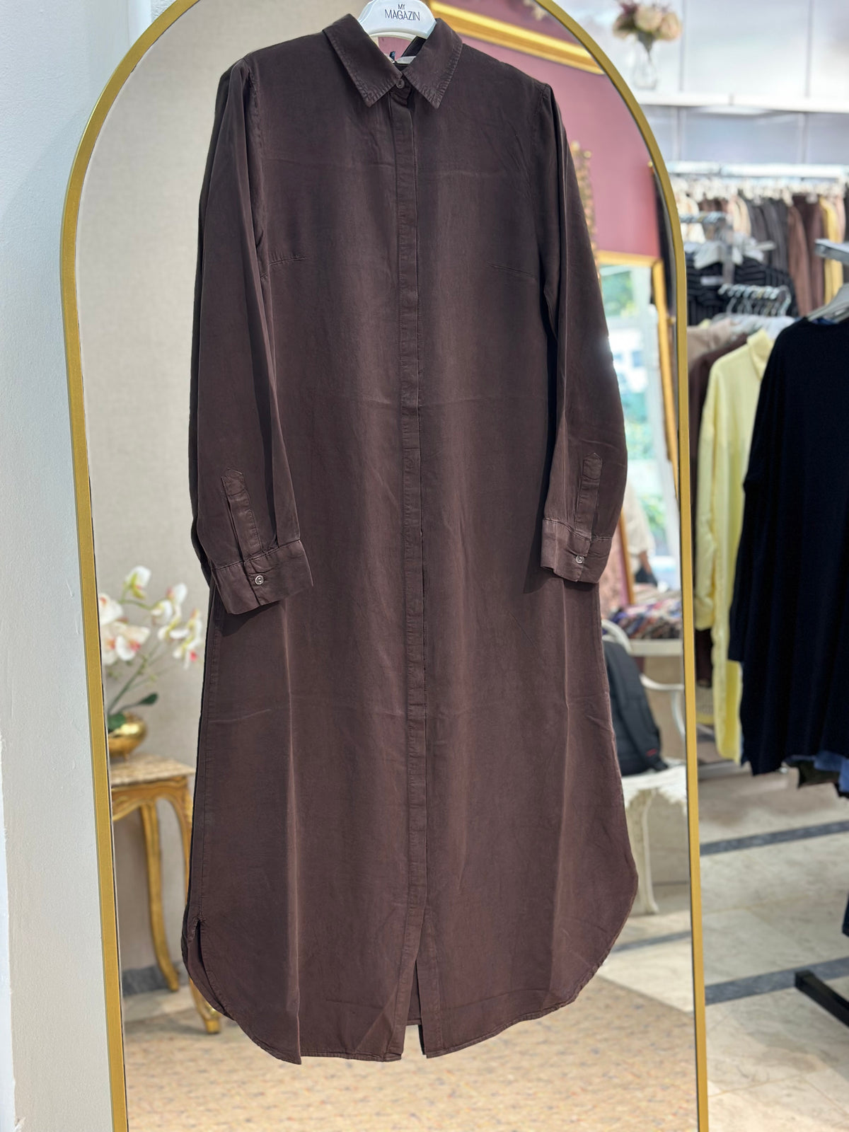 Yakalı tencel tunik